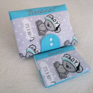 Fiú mackó pelenka táska szett